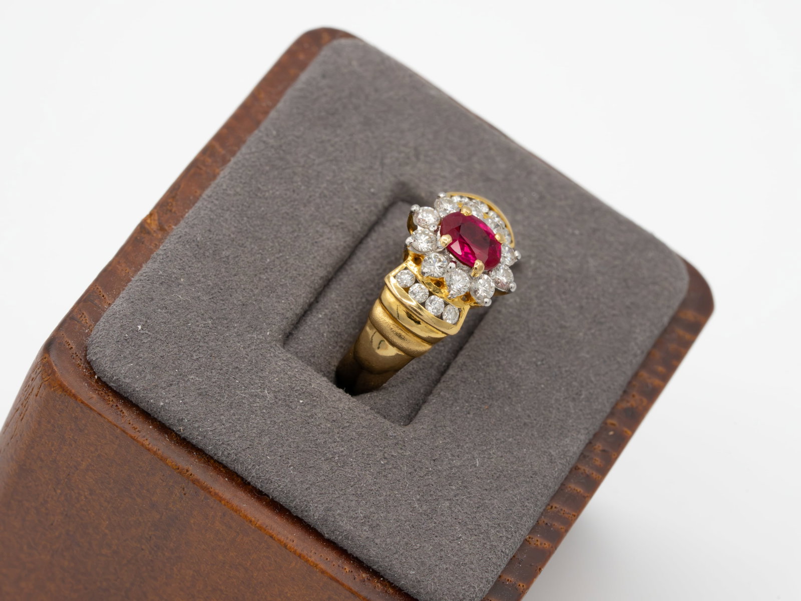 14K Ruby & Diamond Cluster Ring - 2