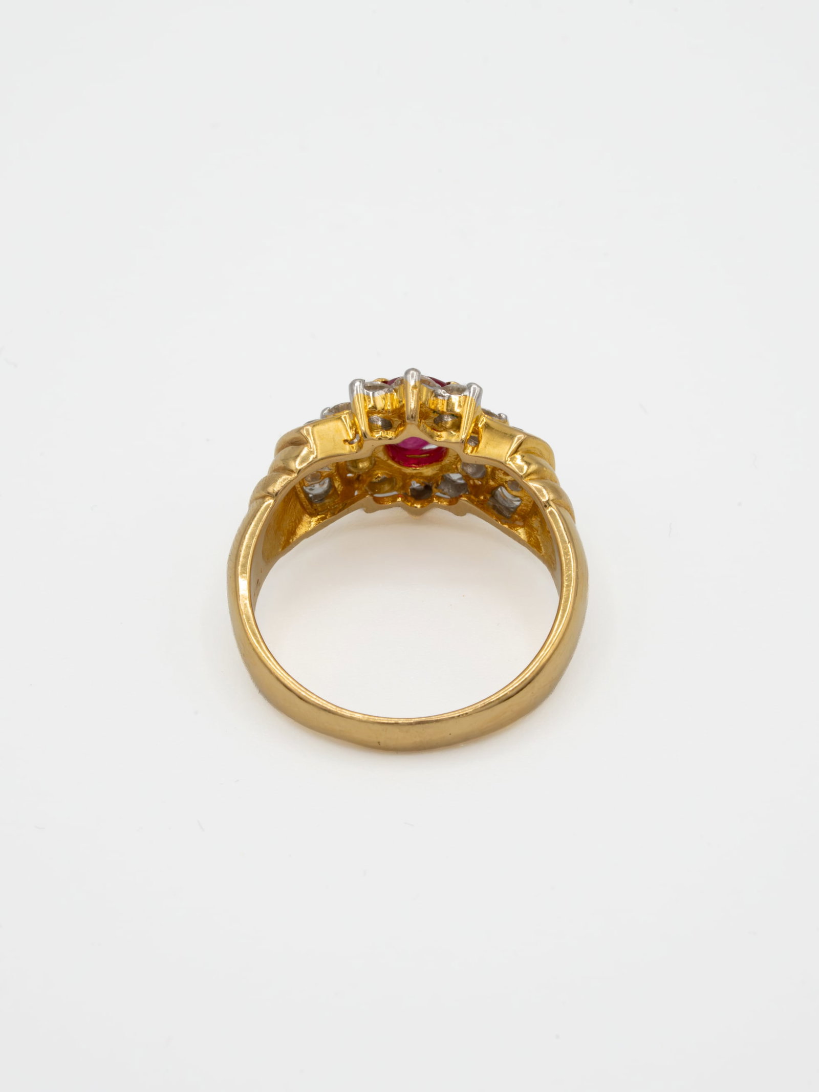14K Ruby & Diamond Cluster Ring - 4