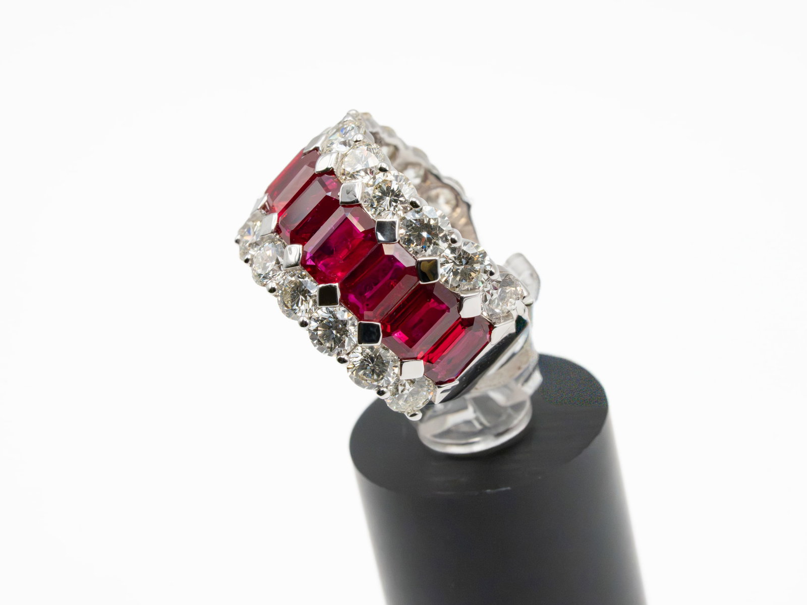 Ruby & Diamond Wide Band Ring - 3
