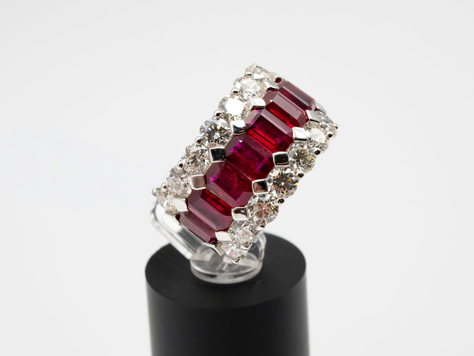 Ruby & Diamond Wide Band Ring - 4