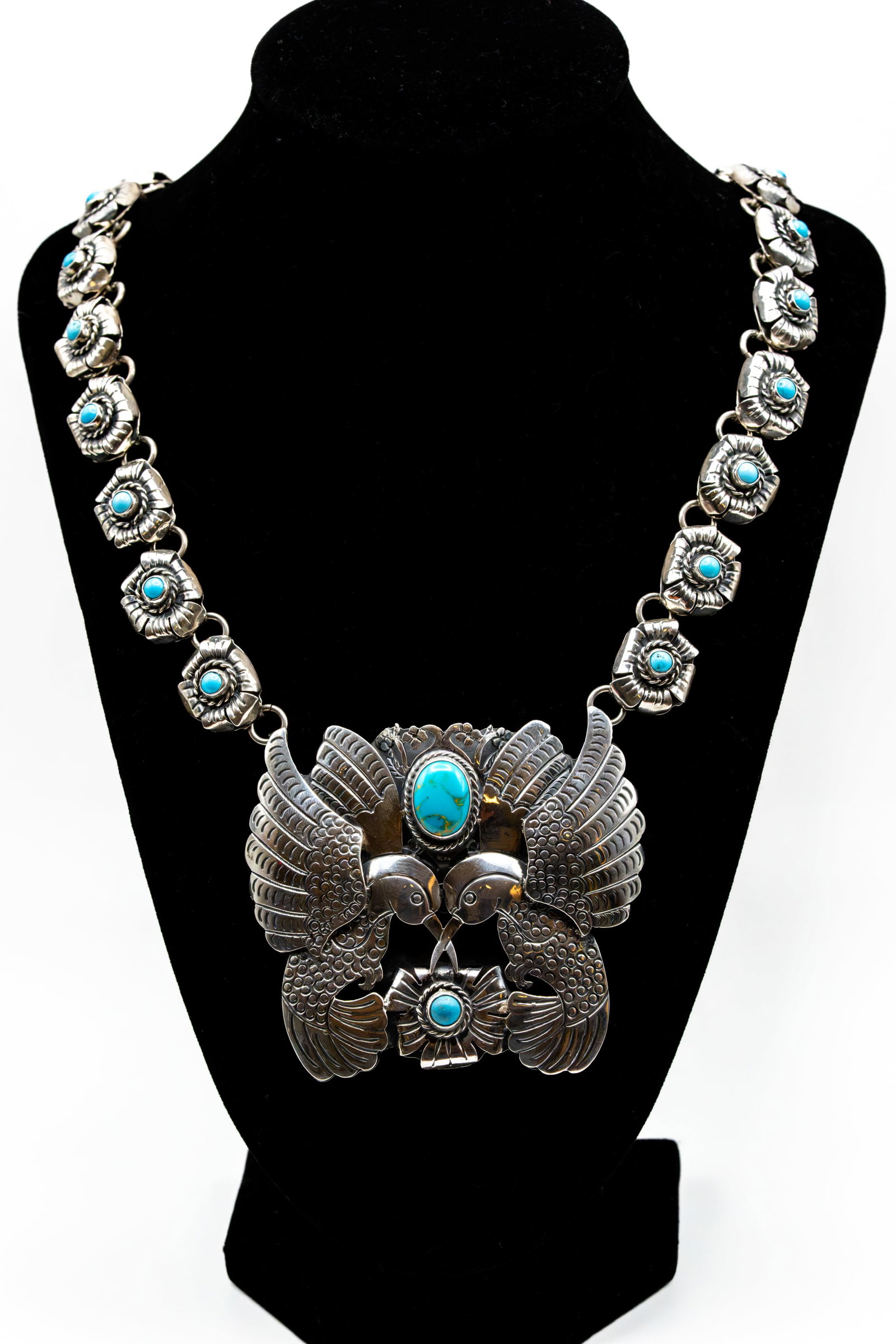 Sterling Turquoise Dual-Bird Statement Necklace (1 of 6)