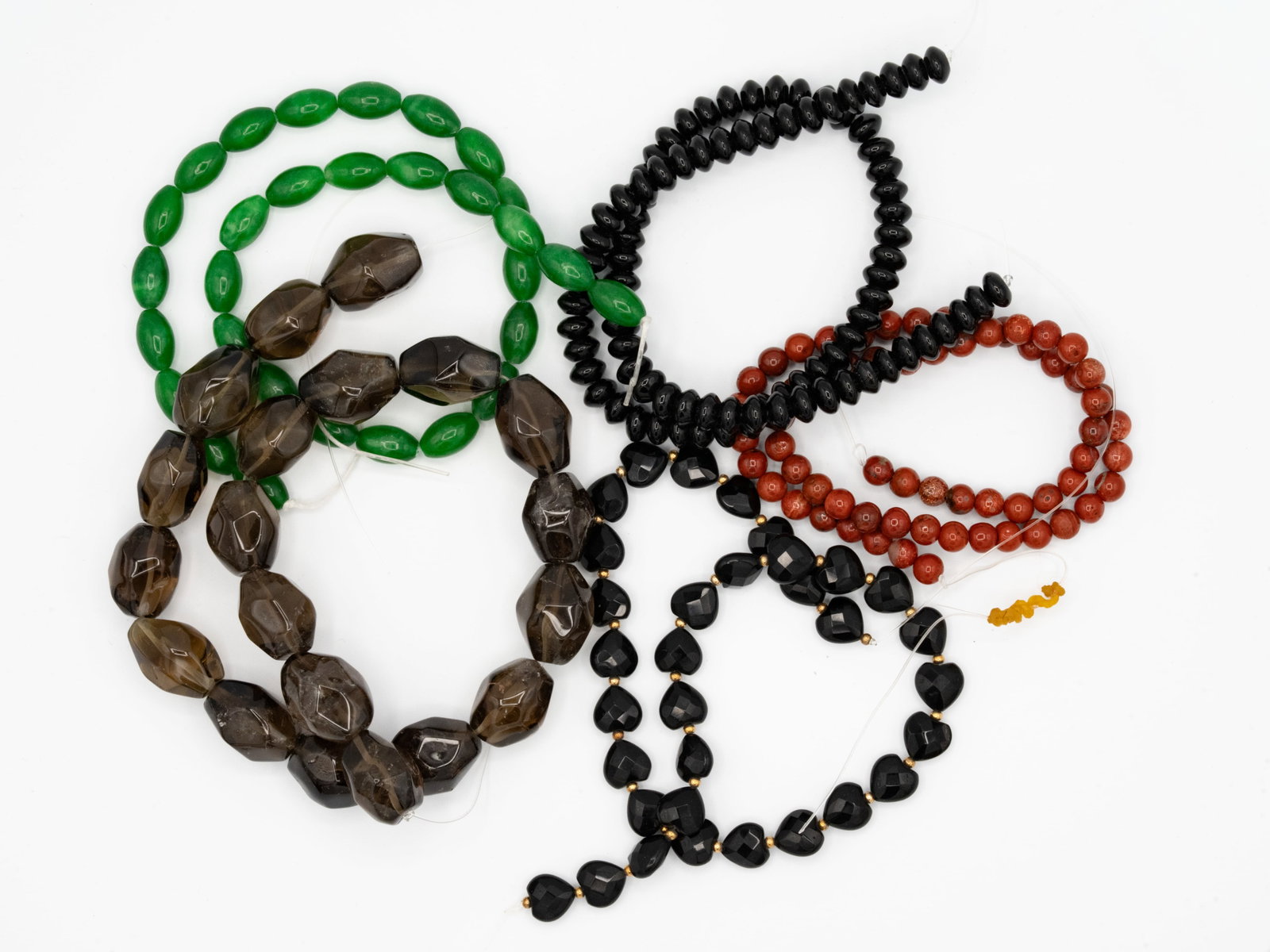 Five Gemstone Bead Strands Quartz Jade Onyx (1 of 1)
