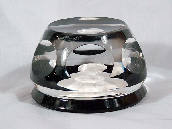 Baccarat Paperweight: Vintage Glass Paperweight Baccarat Rousseau dated 1974 for The Franklin Mint. Measures 1.75" high and 2.75" in diameter. Paperweight is in excellent condition.