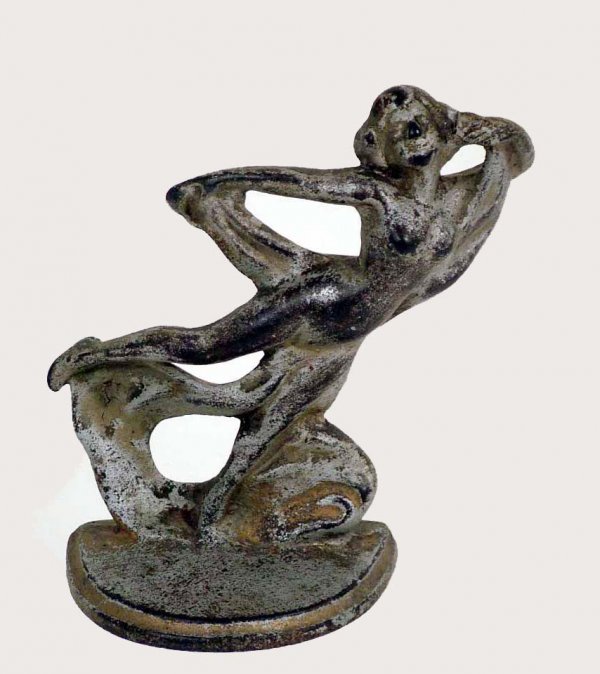 Art Deco Dancing Nude: Cast Iron Art Deco Nude Dancing Lady 5.5" tall and 3.5" wide at base, not marked.