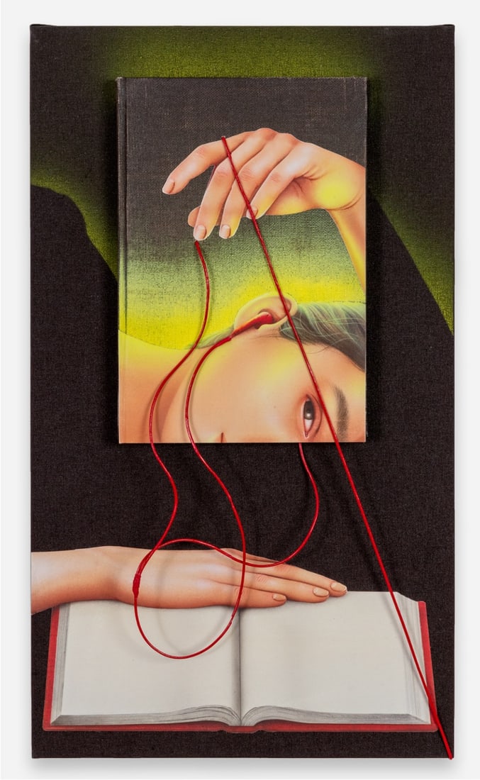 Arghavan Khosravi, The Morning Light, 2022, Limited Edition: Title: The Morning Light, 2022 Artist: Arghavan Khosravi Year: 2022 Medium Type: Mixed Media | Hand-made archival pigment print collaged on a natural linen covered book, airbrushed with acrylic and oi