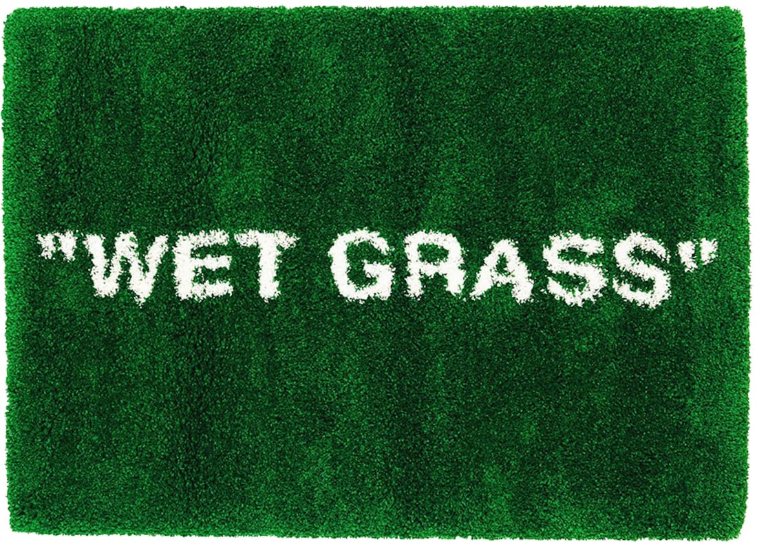 Virgil Abloh, Markerad "WET GRASS" Rug, 2019: Title: Markerad "WET GRASS" Rug, 2019 Artist: Virgil Abloh Year: 2019 Medium Type: Rug | Polypropylene Frame: Unframed For further information, please contact us through the LiveAuctioneers platform