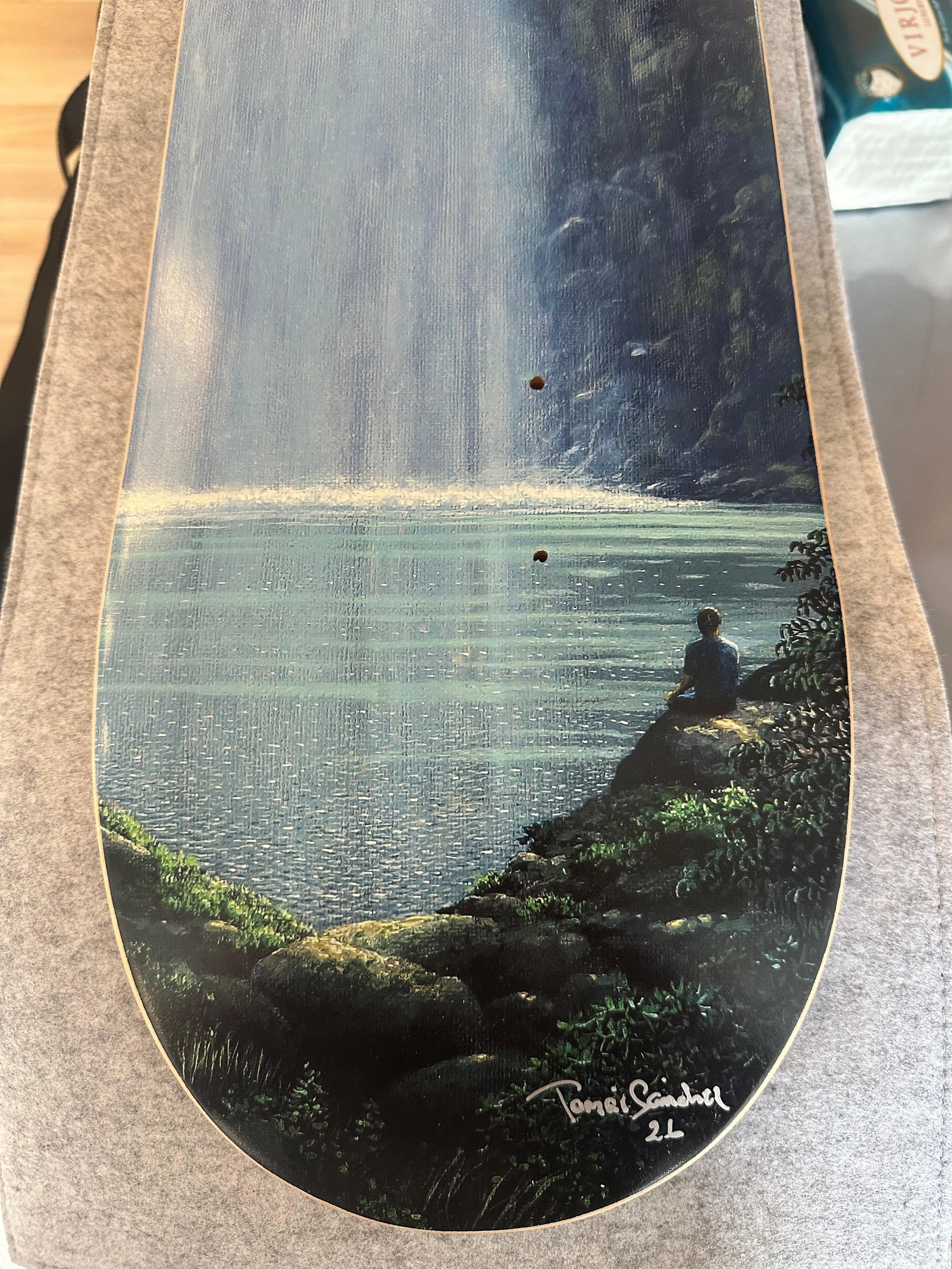 Tomás Sánchez, Caida de Aguas y la Primera Luz (Hand-Signed) Art Skateboard, 2026 - 2