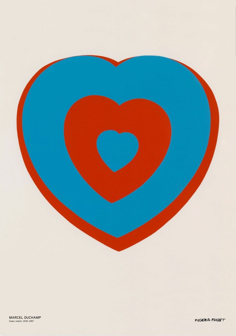 Marcel Duchamp, Coeurs Volant, 2022: Title: Coeurs Volant, 2022 Artist: Marcel Duchamp Year: 2022 Medium Type: Poster | Poster on paper Frame: Unframed For further information, please contact us through the LiveAuctioneers platform or at