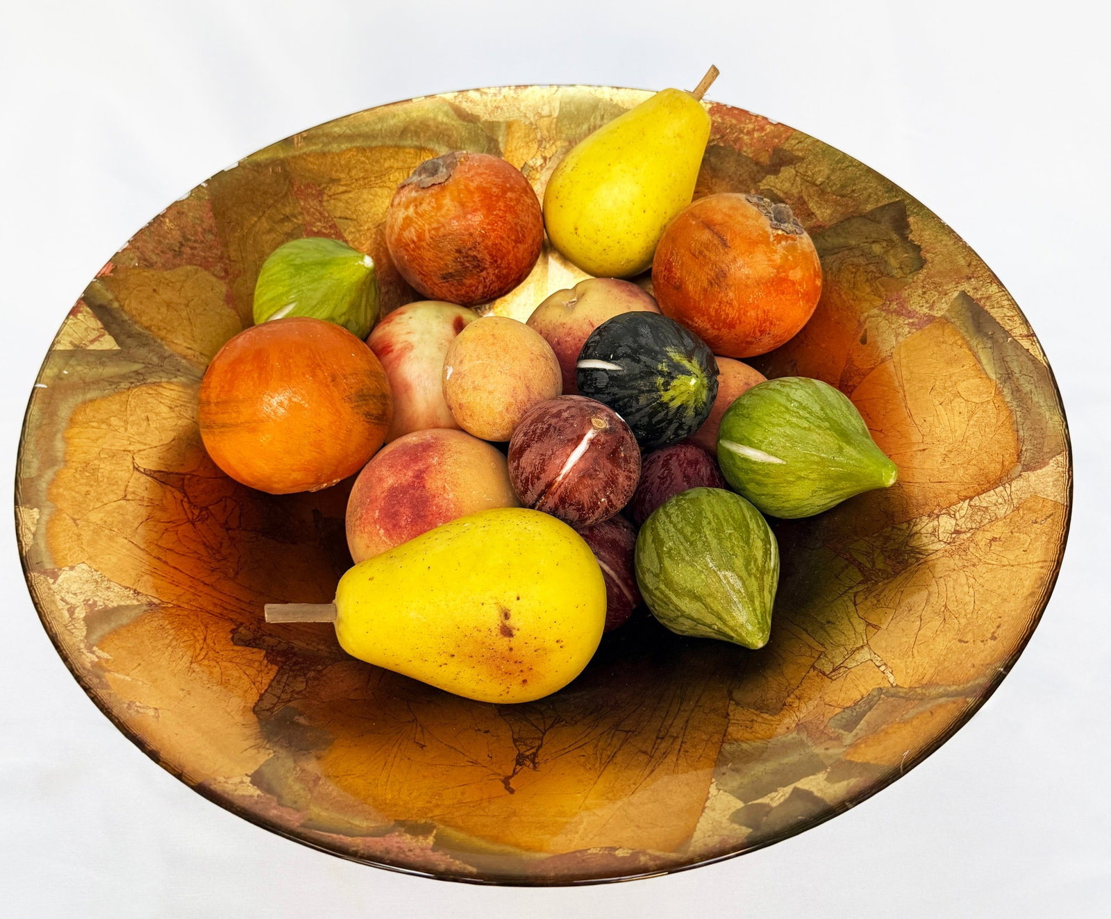 Italian Alabaster Fruit & Vintage Art Glass Bowl (1 of 6)
