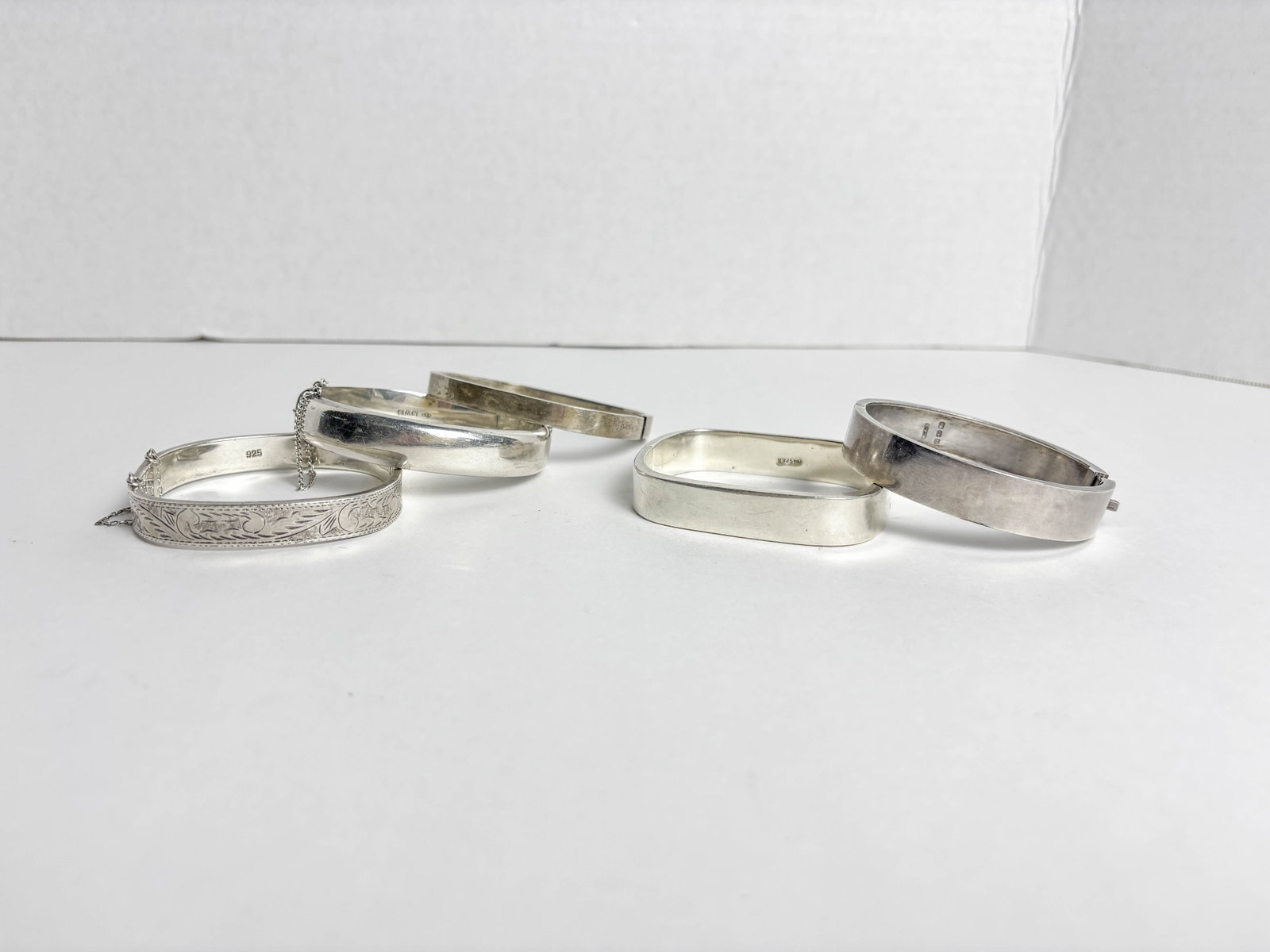 5 Sterling Silver Hinged Bangle Bracelets - 3
