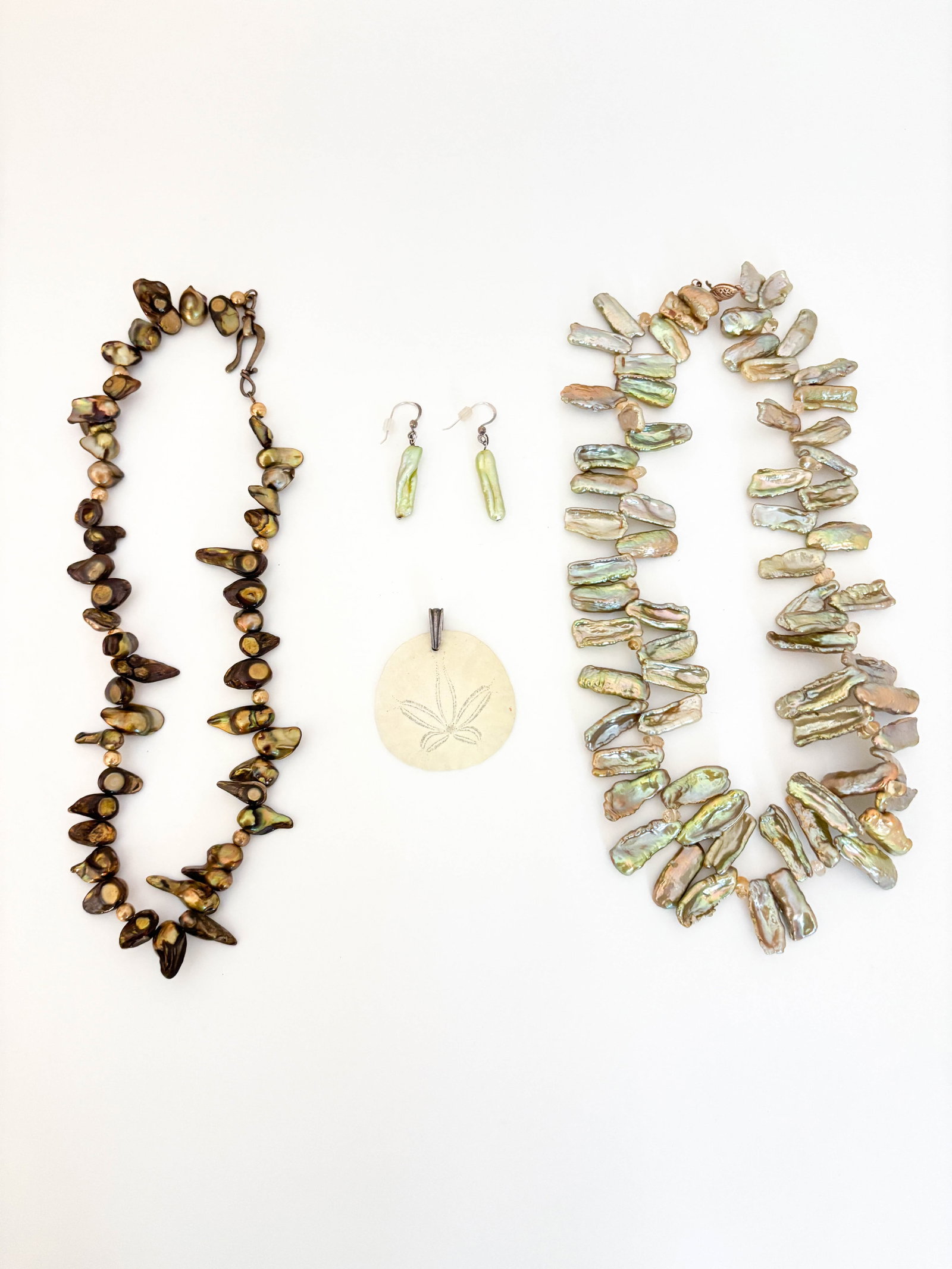 Pearl Necklaces and Earrings with Gold Clasps (1 of 3)