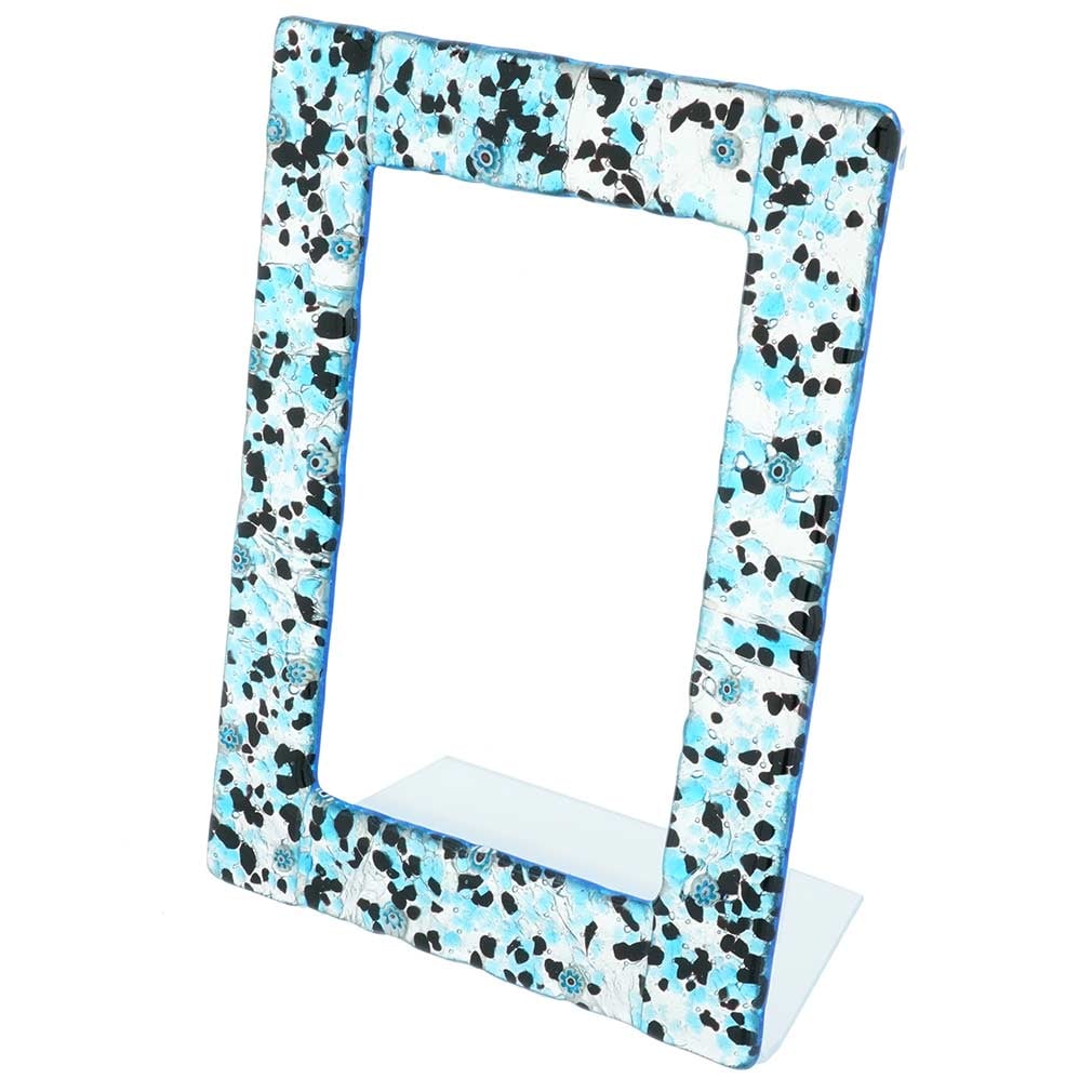 Murano Glass Photo Frame 4X6 Inch - Silver Blue: This elegant Murano Glass Photo Frame features exquisite workmanship in the centuries-old tradition of authentic Murano Glass. Shimmering with sterling silver leaf, this Venetian photo frame features 