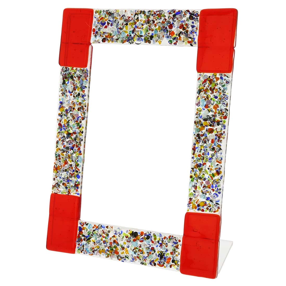 Murano Glass Klimt Photo Frame - Red 4X6 Inch: This elegant Murano Glass photo frame is a unique artistic backdrop to your favorite photos, bringing the beauty and magical atmosphere of Venice into your home or office. Handmade in centuries-old Mu