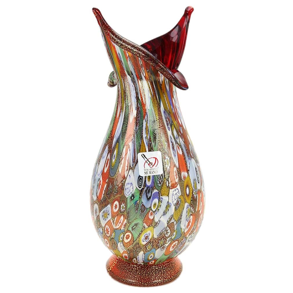Murano Glass Millefiori Gold Vase - Blooming Flower (1 of 8)