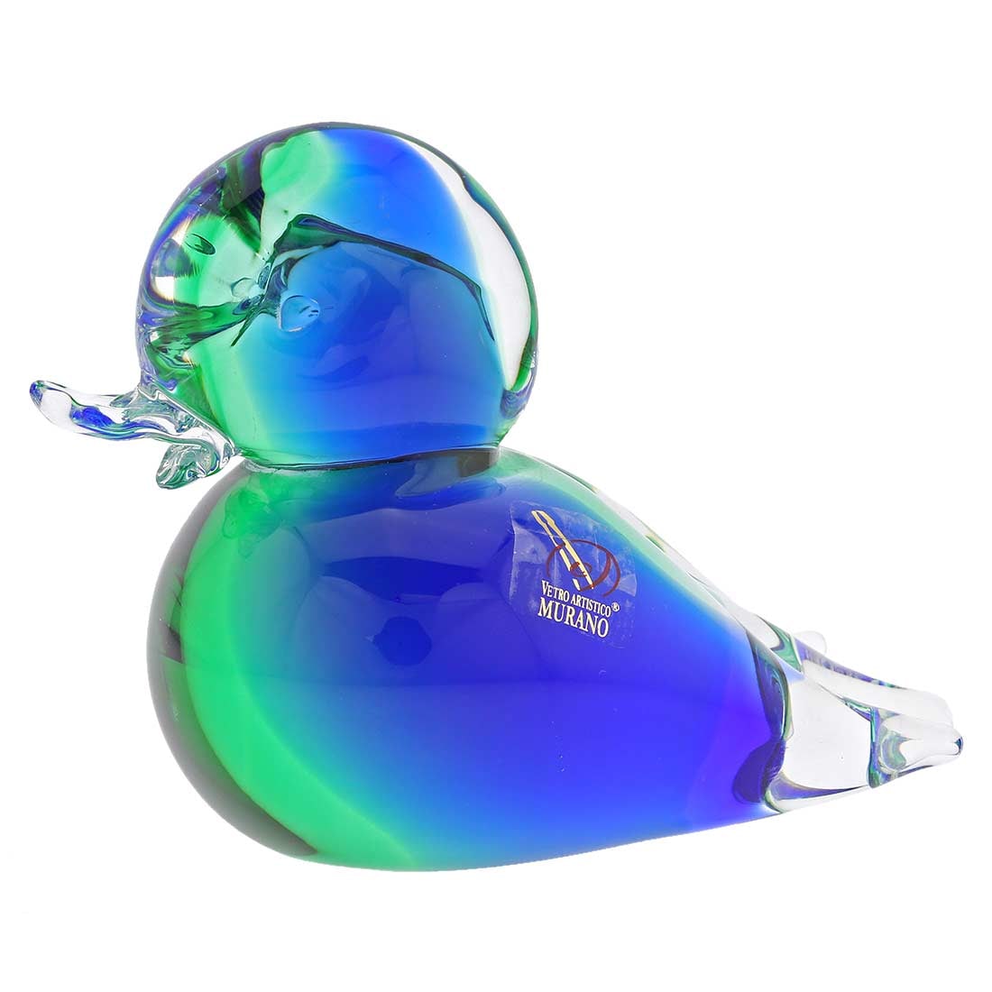 Murano Glass Duck - Green Blue: Enjoy the impossible cuteness of this Murano Glass Duckling and imagine how it moves with clumsy baby steps as it comes out of the water. A testament to the exceptional skill and rich imagination of M
