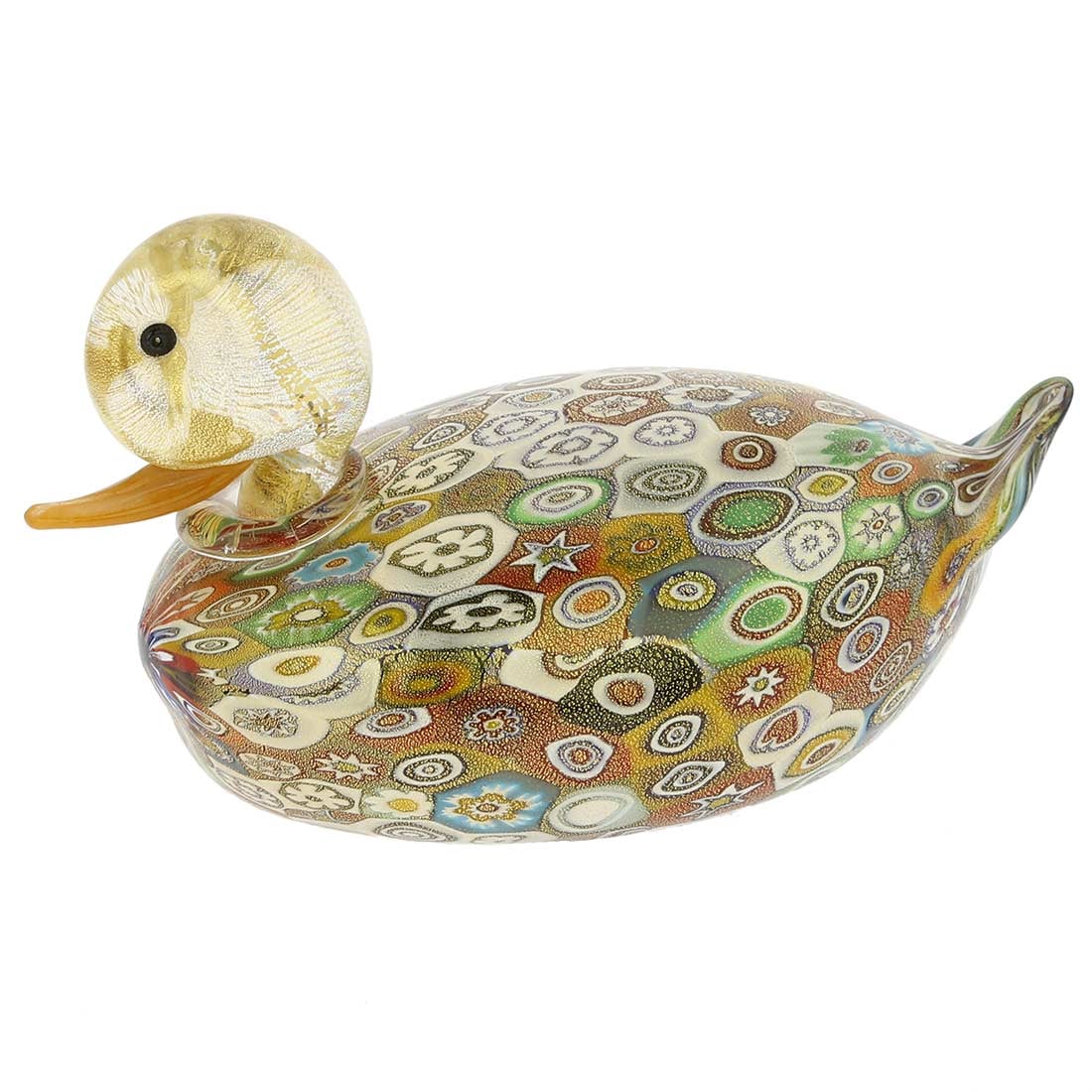 Murano Glass Golden Quilt Millefiori Duck - Large (1 of 6)