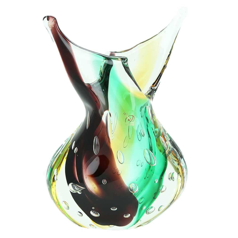 Murano Glass Sommerso Vase - Land and Sea: Combining the best of Venetian artistry and authentic Murano craftsmanship, this gorgeous handmade Murano Glass Art Vase will instantly add elegance and style to your home. This smooth translucent mod