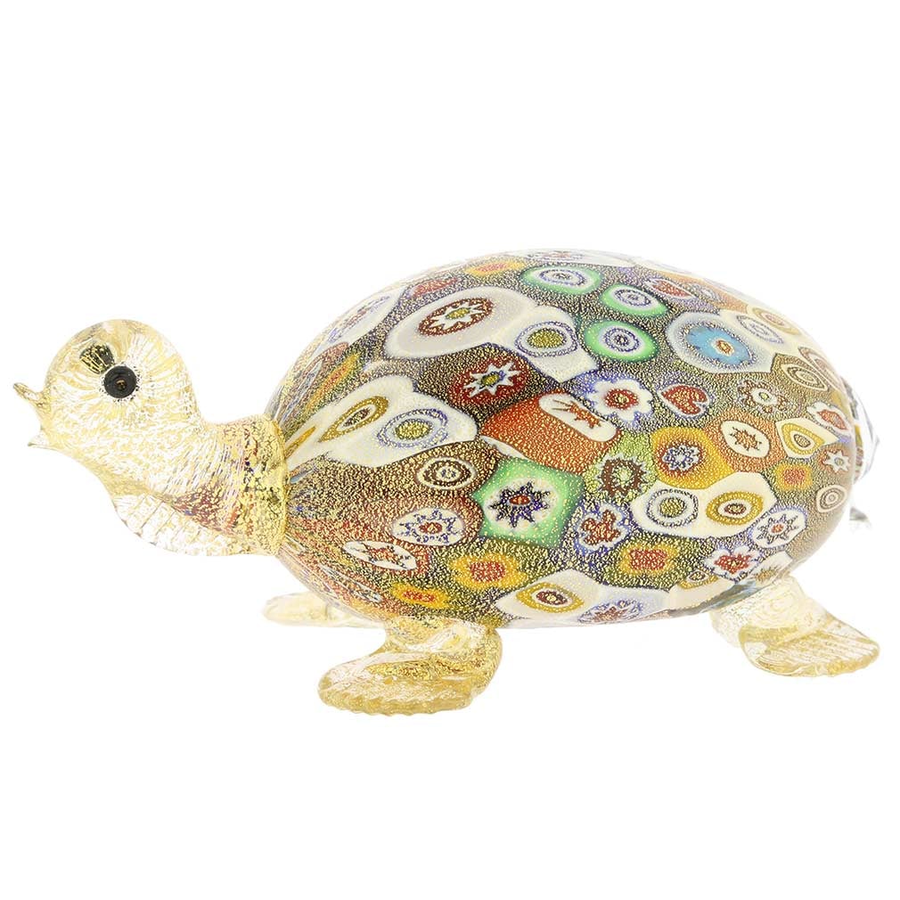 Murano Glass Golden Quilt Millefiori Turtle (1 of 6)