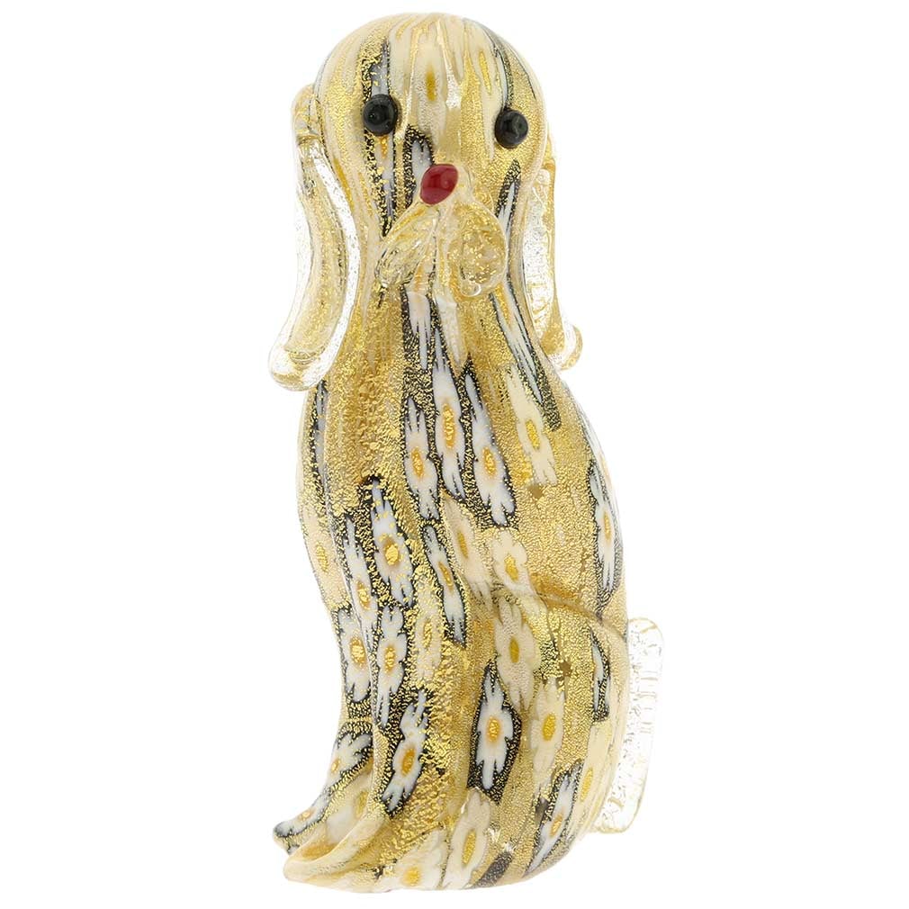 Murano Glass Golden Quilt Millefiori Dog (1 of 6)