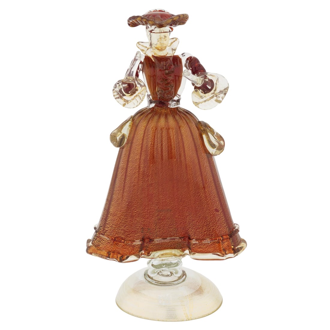 Murano Glass Venetian Goldonian Lady - Red and Gold: Venice is opulent, stunning, and unique, and so is this gorgeous Murano Glass Dame that seems to have come out straight from a lush seventeenth century Venetian ball. Her beautiful period dress is cra