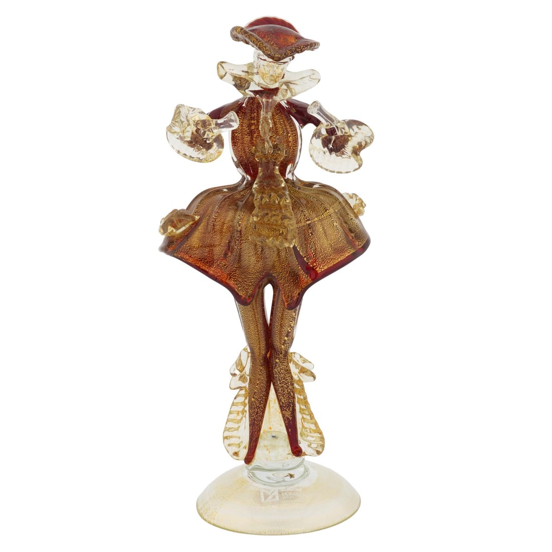 Murano Glass Venetian Goldonian Gentleman - Red and Gold: Venice is gorgeous, exquisite, and unique, with golden reflections playing in the water of its famous Lagoon. Venetian opulence and glamour are reflected in this Murano Glass sculpture of a local well