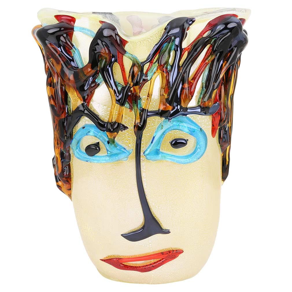 Murano Glass Picasso Head Vase - Tall: Murano Glass Art has come a long way from its humble beginnings in the 13th century Venice to the worldwide fame it enjoys today. This unique Murano Glass Picasso Head Vase is the embodiment of this d