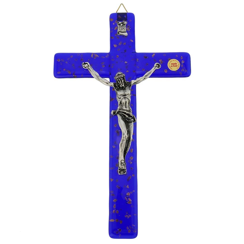 Murano Glass Wall Crucifix: This Murano Glass Crucifix wall sculpture represents the combination of ancient artistic tradition of Murano glass and the prominence that Venetians give to the religious and spiritual aspects of thei