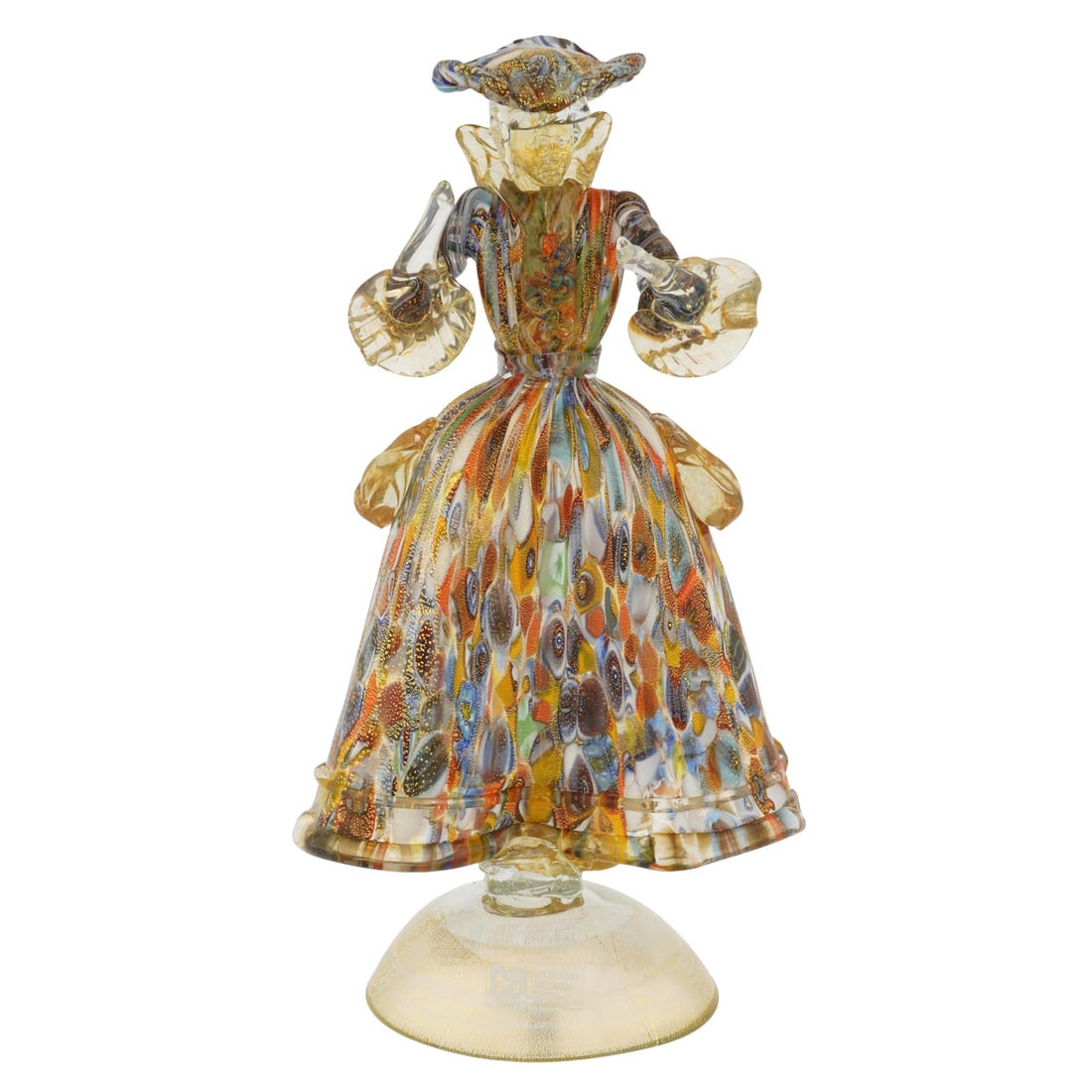 Murano Glass Venetian Goldonian Lady - Millefiori and Gold: The beauty of Venice is unmatched anywhere in the world, and so is the talent of its glass masters. Venetian glass-making tradition based on the small but famous Murano Island goes back over eight hun