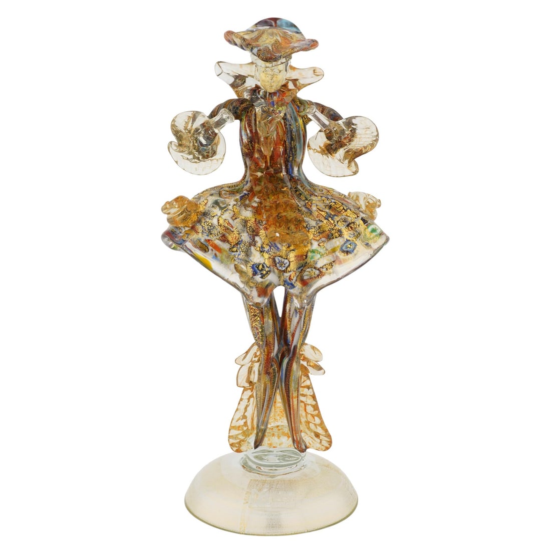 Murano Glass Venetian Goldonian Gentleman - Millefiori and Gold: Crafted with amazing technical skill and artistic talent by top Murano Glass artists whose works are displayed in galleries and private collections worldwide, this Venetian Gentleman figure showcases 