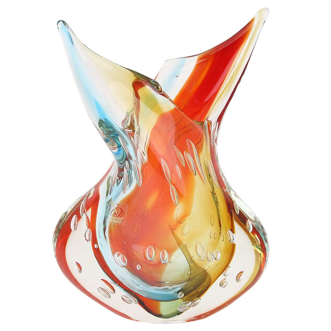 Murano Art Glass Sommerso Leaves Vase - Venetian Sunrise (1 of 6)