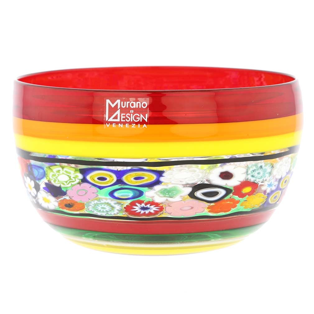 Murano Glass Primavera Millefiori Bowl: Get ready to be blown away by the beauty and richness of this Murano Glass Bowl. Showcasing all the features that brought Murano Glass masters their enduring fame, this bowl is like the quintessence o