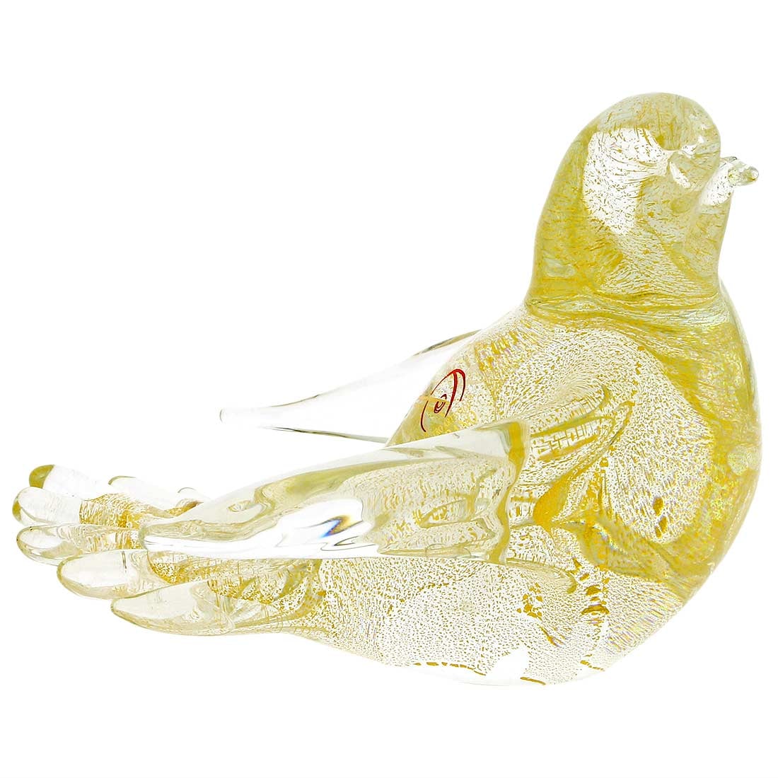Murano Glass Dove - Sparkling Gold: Beautiful and exquisite, this Murano Glass Dove sculpture will instantly add a touch of Venetian elegance to any room. Handcrafted by top Murano Glass artisans using famous gold leaf technique, this d