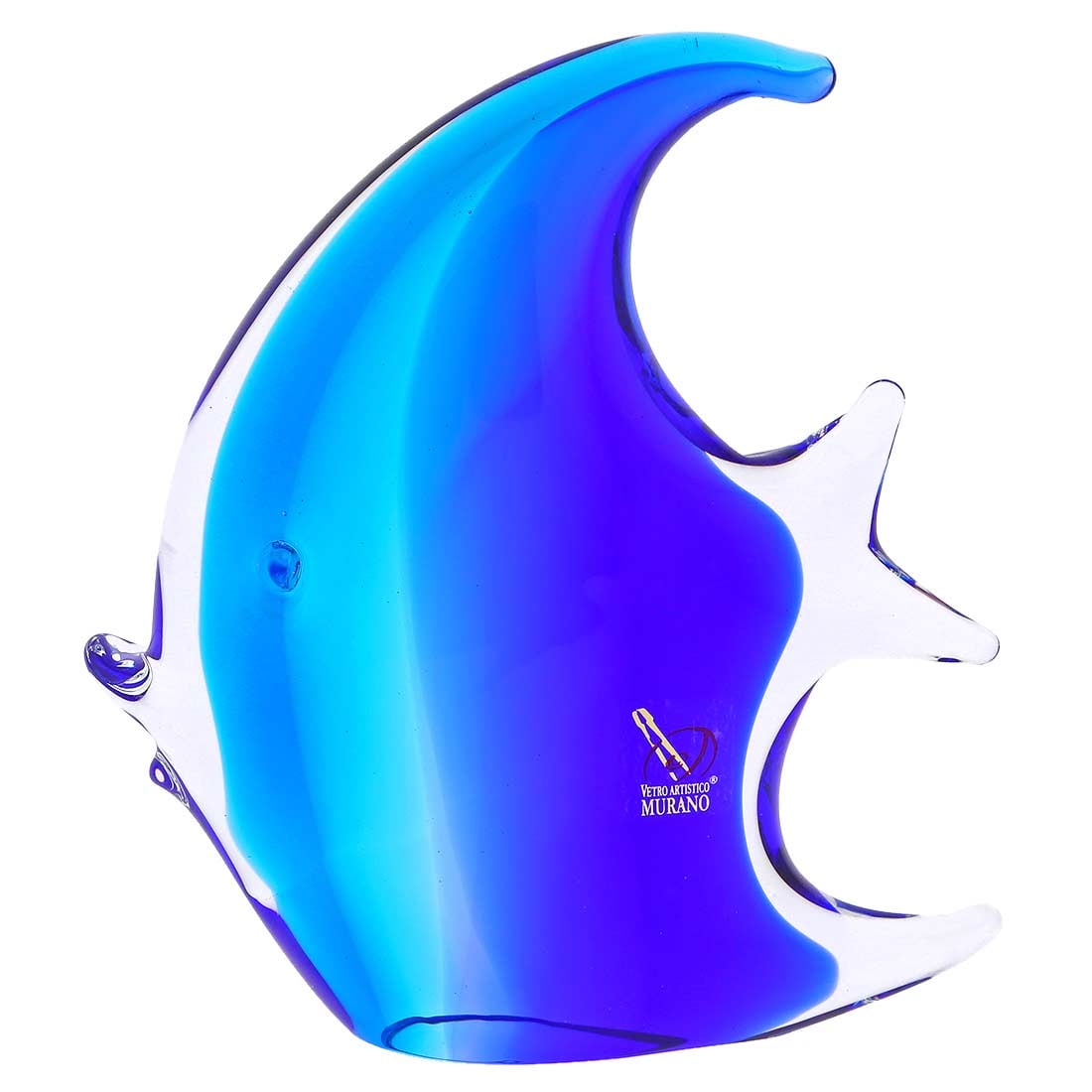 Murano Glass Fish - Aqua Blue: This artistic Murano Glass Fish, sporting a trendy design and rich colors, brings on the salty air of Venice and makes you remember the beauty of the Venetian Lagoon. With nature-inspired shades of de