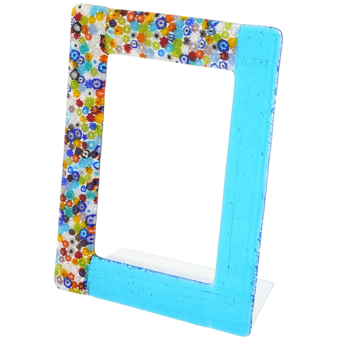 Murano Glass Klimt Photo Frame - Blue: This artistic Murano Glass photo frame gives your photos a unique accent of Venetian elegance and Italian style. Handmade according to the ancient Venetian techniques and traditions passed down from t