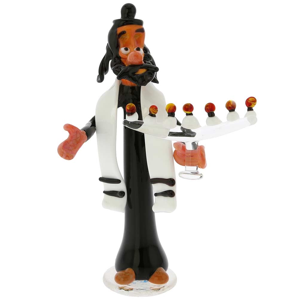 Murano Glass Rabbi with Menorah: Venice has been a large center of Jewish life and culture in the middle ages, with vibrant Jewish community that included people of Ashkenazi, Levantine, and Sephardic origins, who fled persecution in