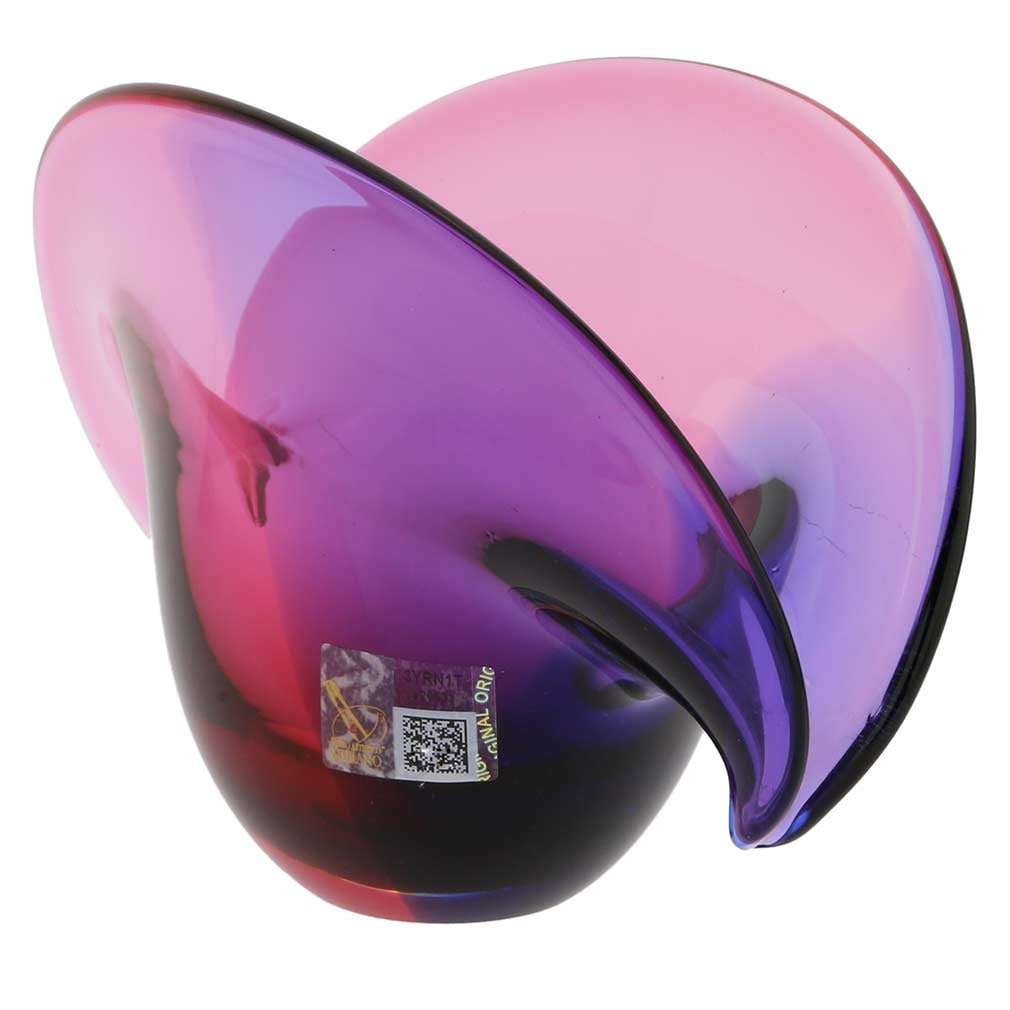 Murano Glass Clam Seashell Bowl - Rose and Blue: Bringing to mind the mystery of Venetian shores and sporting deep vibrant colors, this clam-shaped centerpiece represents the unique artistic heritage of Murano Glass. Born in Venice centuries ago fro