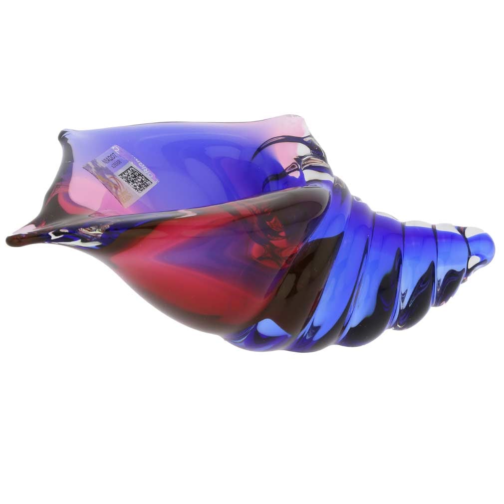 Murano Glass Cone Seashell Sculpture - Rose and Blue (1 of 8)