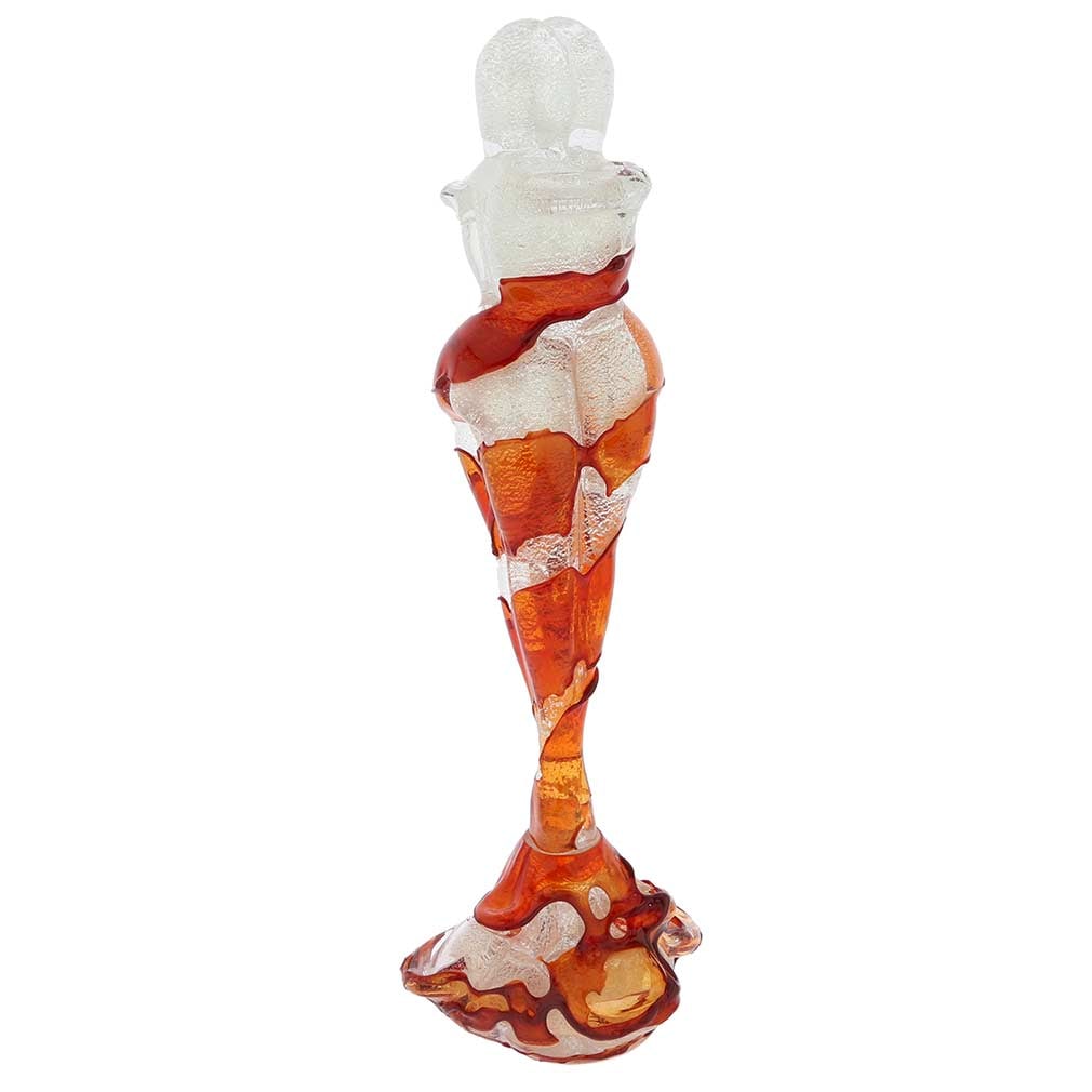 Murano Glass Sbruffo Lovers - Silver Red: Directly from Venice, the most romantic city in the world, comes this gorgeous Murano Glass Lovers statue crafted in Sbruffo technique. The stunning work of art created in the ancient method by Murano