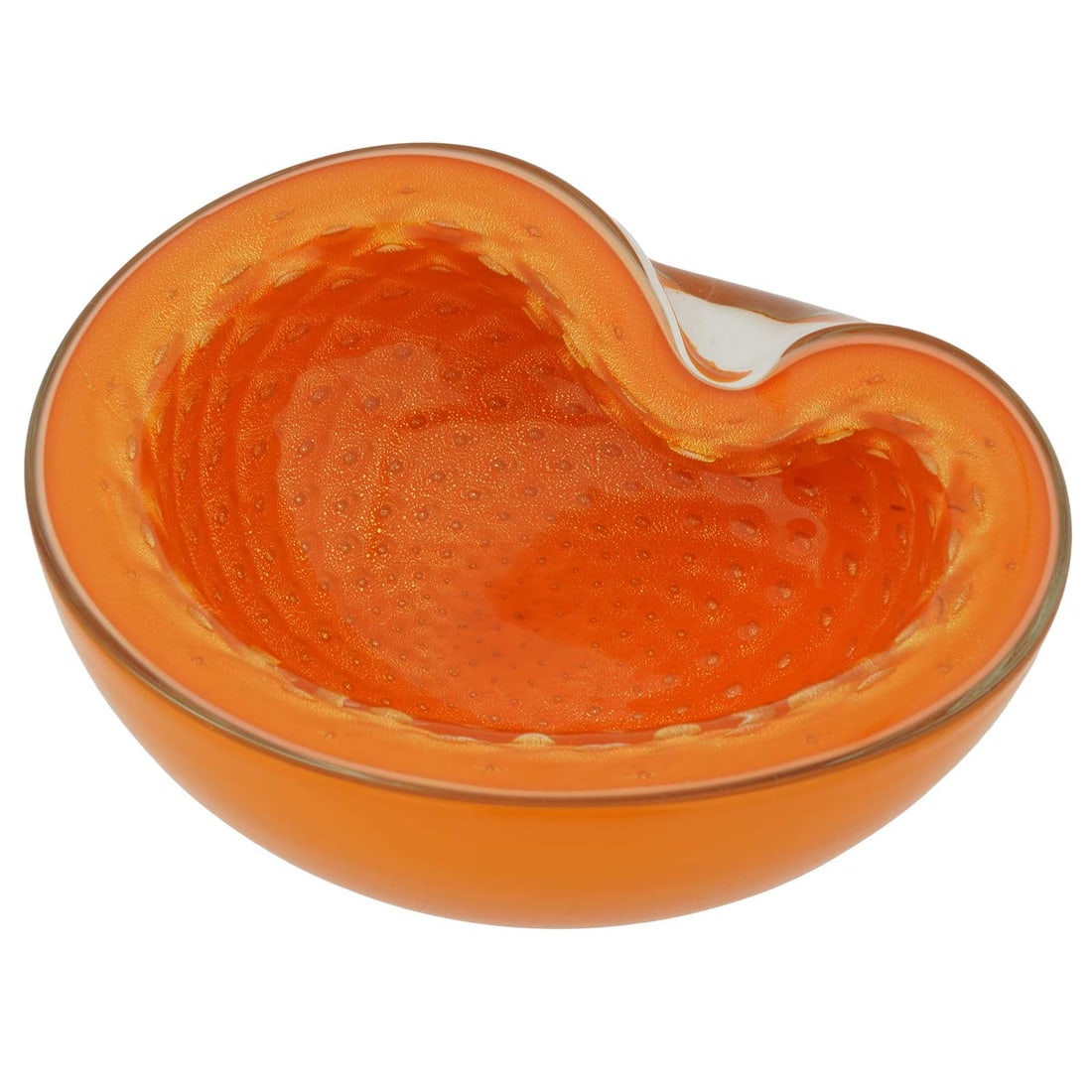 Vintage Murano Glass Bullicante Leaf Bowl - Orange (1 of 7)