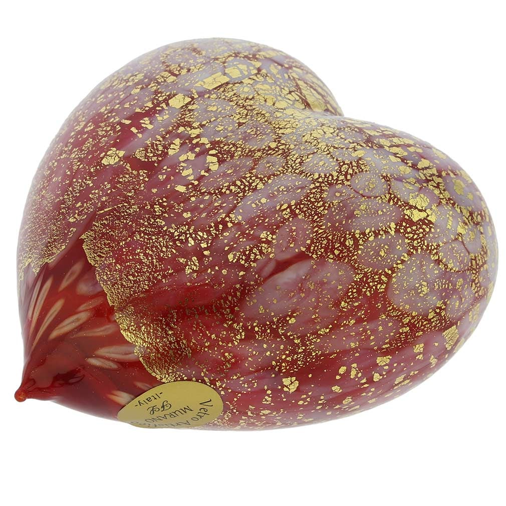 Murano Glass Red Gold Spotted Heart (1 of 5)