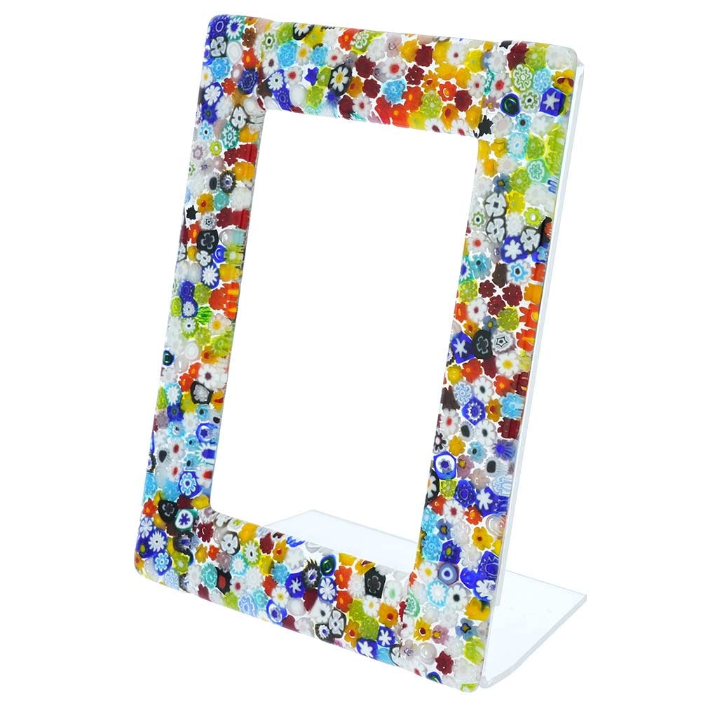 Murano Glass Millefiori Photo Frame Multicolor 4X6 Inch: This artistic Murano Glass photo frame gives your photos a unique accent of Venetian elegance and Italian style. Handmade according to the ancient Venetian techniques and traditions passed down from t