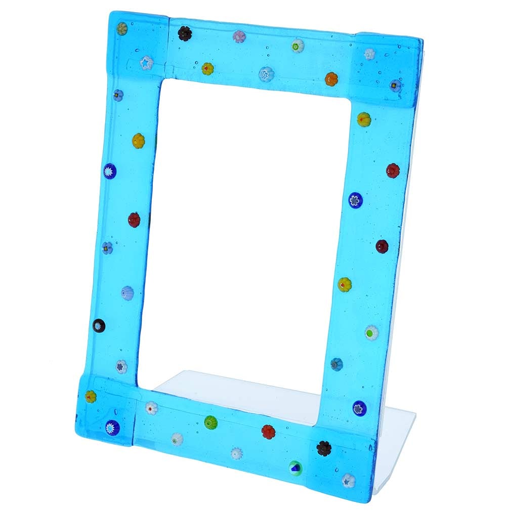 Murano Mosaic Photo Frame Aqua Blue 4X6 Inch: This artistic Murano Glass photo frame gives your photos a unique accent of Venetian elegance and Italian style. Handmade according to the ancient Venetian techniques and traditions passed down from t