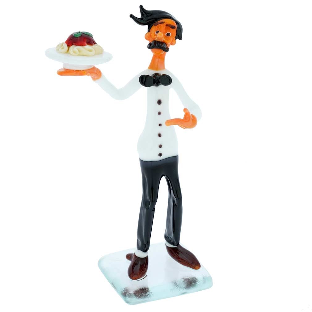 Murano Glass Waiter: Murano Glass masters for years have had the fame of not just artisans but talented artists who watch everyday life and skillfully recreate it in glass, often with originality and humor. This meticulou