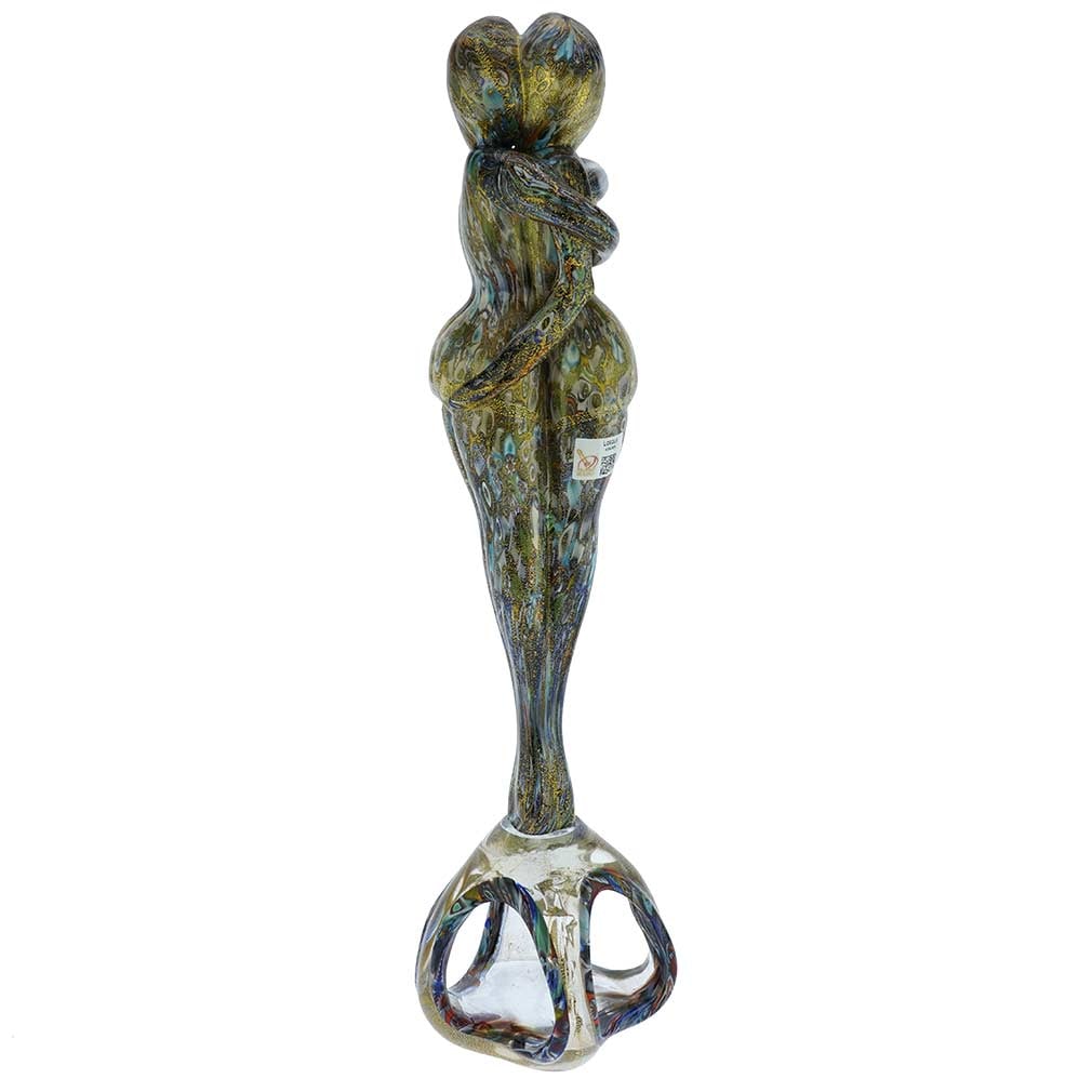 Murano Glass Gold Millefiori Lovers On A Base - Large (1 of 7)