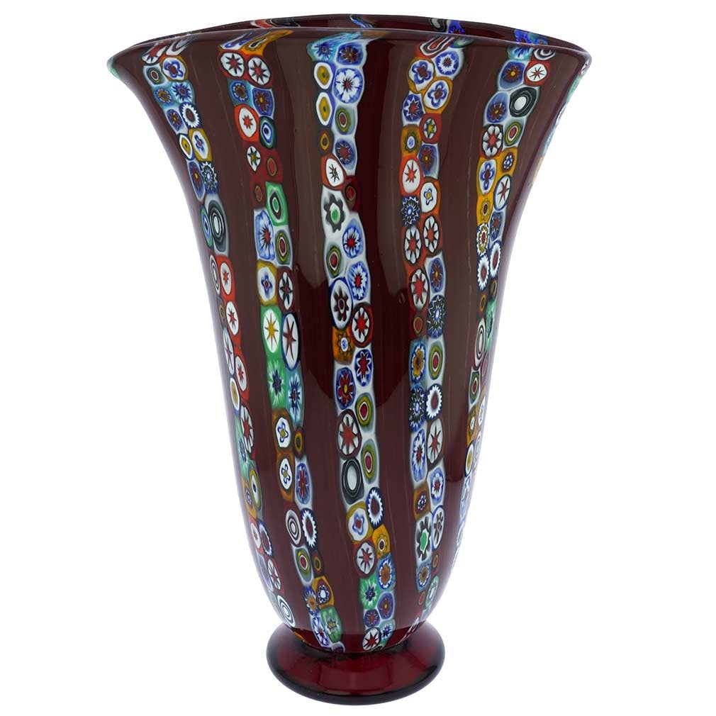 Ventaglia Red Stripes Murano Glass Millefiori Vase - Large (1 of 7)