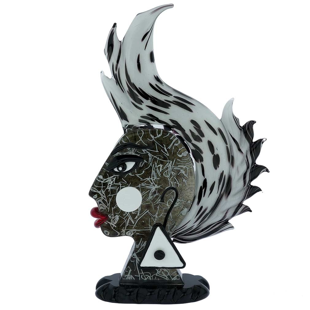 Murano Glass Picasso Head Of An African Woman: Inspired by the legacy of the most innovative artist of the 20th century, Pablo Picasso, this Murano Glass Face of an African Woman is hand-crafted in one of the most prominent glass factories on