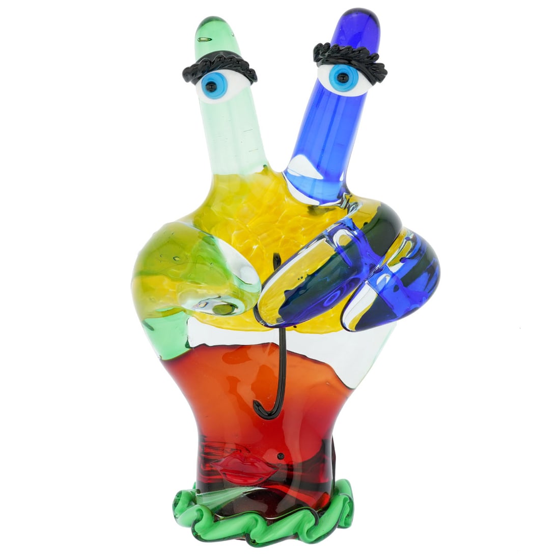 Murano Glass Picasso Hand Victory Sign: Murano Glass art gets an unexpected contemporary twist in this unique Picasso Hand sculpture. In a tribute to the most famous and revolutionary artist of the 20th century, Pablo Picasso, the inventive