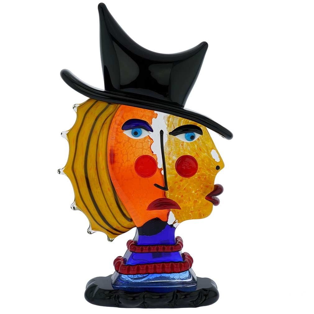 Murano Glass Picasso Head Of A Woman With Black Hat: Murano Glass art gets a contemporary twist in this stunning Picasso Head sculpture. In a tribute to the greatest and most avant-garde artist of the 20th century, Pablo Picasso, the top Murano masters 