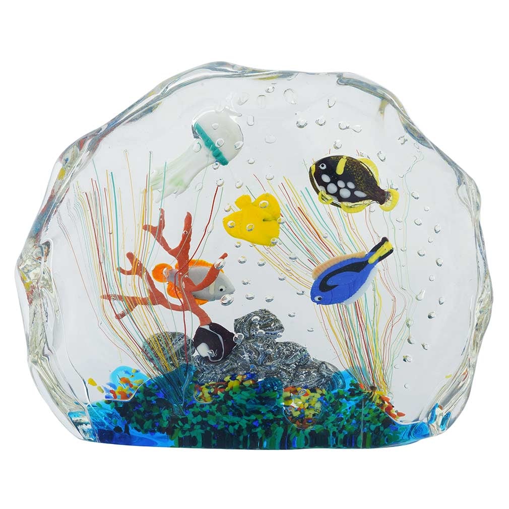 Large Murano Glass Aquarium With Fish And Sea Life: Murano Glass Aquariums are appreciated by fans and collectors alike because they convey everything that Murano Glass is famous for - exquisite craftsmanship, luminosity, unique beauty, and artistic va