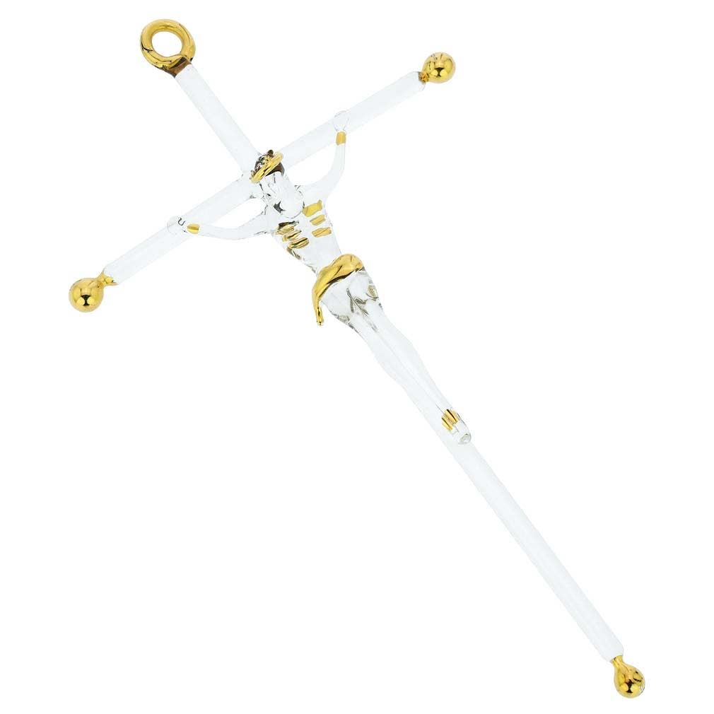 Murano Glass Wall Crucifix Small - Clear Gold (1 of 6)